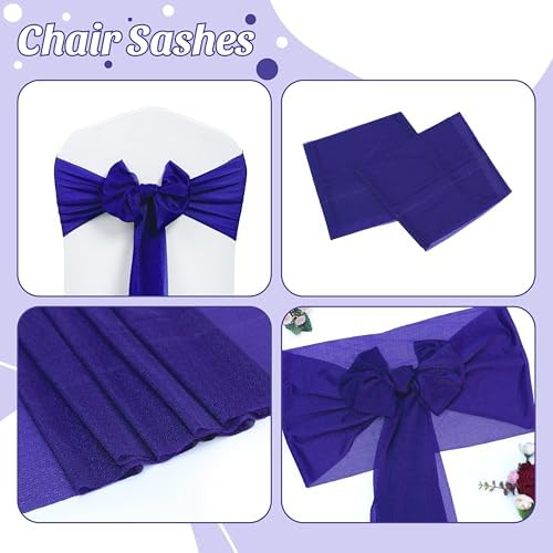 MDS Pack of 25 Chiffon Chair Sashes for Wedding & Event Décor - Royal Blue - Image 5