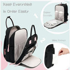 LORADI 18 Pockets Large Diaper Bag Backpack, Black - Image 3