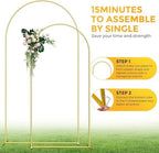Metal Arch Backdrop Stand, 7.2FT+6FT Wedding Arch Frame, Balloon Arch Backdrop Stand Set of 2, Gold Wedding Arch Backdrop Stand for Wedding Birthday Party Baby Shower Graduation Ceremony Decor - Image 3