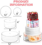 Jucoan Set of 2 Clear Acrylic Fillable Cake Stand, Cake Tier Display Stand Cupcake Stand, 12 Inch & 8 Inch Round Cylinder Display Riser for Wedding Birthday Baby Shower Party Centerpieces - Image 2
