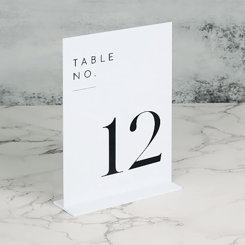 White Wedding Table Numbers 1-20 with Stands, 5"x7" White Acrylic Table Numbers, Perfect for Wedding Reception, Party, Anniversary, Event - Image 2