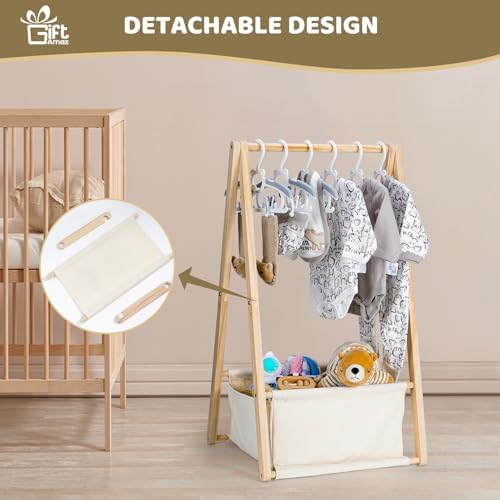 GiftAmaz Wooden Baby Shower Crate Closet, Double-Layered Baby Basket - Image 4