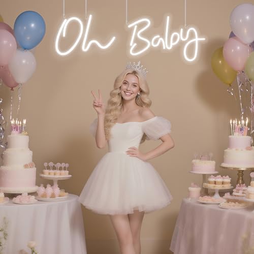 Oh Baby Neon Signs - 25” X 10” Led Light Up Oh baby Sign for Backdrop Decor Baby Shower Wedding Birthday Gender Reveal Party Decorations - Image 6