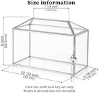 12.6" x 6" x 9" Wedding Glass Card Box with Slot and Lock for Wishing Well, Keepsake, Envelope - Birthday Party Reception Decor, Silver (Glass Box Only) Slot Length 7.3 Inches - Image 5
