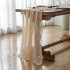 6Pcs Deep Beige Cheesecloth Table Runner 120 Inches for Party Home Decor - Image 4
