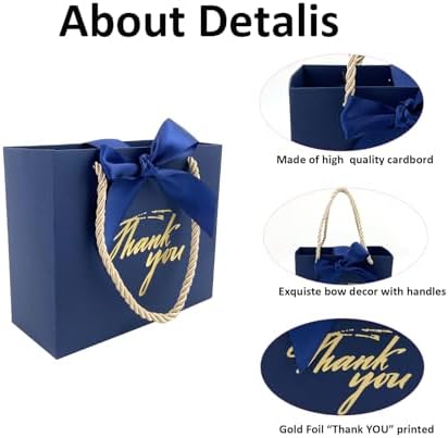 TKSBAG 100 Pack Small Thank You Gift Bags with Handles, 5.5''x 2.3''x4.7'' Mini Navy Blue Gift Bags Bulk for Baby Shower, Birthday, Wedding, Party Favors, Back to School, Summer Party, Mother's Day - Image 3