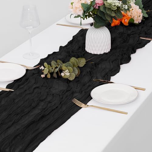 30 Pack Black Cheesecloth Table Runner 17 x 108 inch Cheese Cloth Table Runners 9ft Black Table Runner Rustic Romantic Sheer Gauze Runner for Wedding Party Baby Shower Table Decoration - Image 4