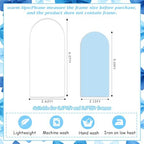 2PCS Blue Bows Arch Backdrop Covers Kit (6FT+5FT), Blue White Photography Background Stand Covers with 44 Satin Bows for Bridal Baby Shower Birthday Party 3D Bowknot Photo Booth Decor - Image 6