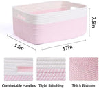 MiniArk Large Storage Baskets for Organizing, 17 x 13 x 7.5” Closet Shelf Baskets for Clothes Blanket Towels, Baby Nursery, Toy Bins Box, Woven Rope Baskets, 4 Packs Woven Pink - Image 2