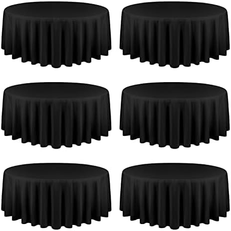 YMHPRIDE 6 Pack Round Black Tablecloth, 90 Inch Round Tablecloth by YMHPRIDE