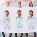Chicingyou 7 Pcs Baby Shower Games Feed Me Baby Shower Games Decor Include 3 Funny Blue Blind Feeding Costume 3 Bib 1 Bed Sheet for Gender Reveal Party Supplies for Gender Reveal Game Party Favors by Chicingyou
