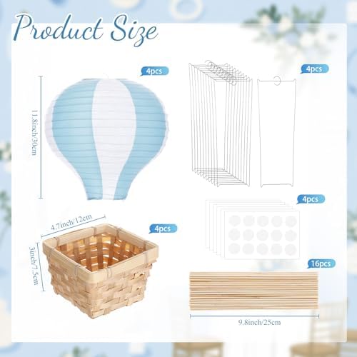 Meooeck 4 Sets Blue Hot Air Balloon Table Centerpieces Decor - Image 2