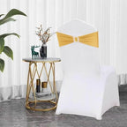 Spandex Gold Chair Sashes Bows 50 PCS Stretch Chair Cover Band - Image 4