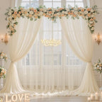 10ft x 15ft Champagne Tulle Backdrop Curtain for Parties Sheer Fabric Backdrop Curtains for Wedding Baby Shower Bridal Shower Birthday Photo Backdrop Drapes Background Decorations 2 Panels 5ft x 15ft - Image 2