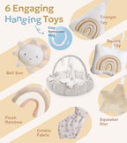 5-in-1 Thick & Plush Baby Play Gym, Baby Play Mats for Floor, Tummy Time Mat with 6 Toys, Convertible Stage-Based Developmental from Babies to Toddlers, Ball Pit, White - Image 3