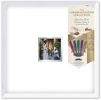Solid Wood Signature Frame With Square Opening - White Wood - Metallic Silver Accent Mat - Guest Book Alternative With Gel Pens Made in the USA by CustomPictureFrames