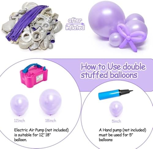 Purple White Balloon Arch Double Stuffed Pearl light Purple White Balloon Arch kit With Long Balloons for Wedding Bridal Baby Shower Birthday Engagement Party Decorations - Image 5