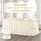 Wish Care Ivory Tulle Tablecloth for 6 Foot Rectangle Tables Stretch Fitted Rectangular Table Cloths Wrinkle Free Ruffle Elastic Table Cover Tutu Skirt for Wedding Birthday Party Baby Shower Cake - Image 6