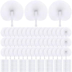 Aodaer 100 Pieces Wedding Paper Fans 9 Inch Folding Handheld Fans White Round Shaped Fans with Plastic Handle for Wedding Birthday Party Favors (Round) by Aodaer