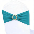 Turquoise Chair Sashes 50 Pack, Spandex Turquoise Chair Bows with Gold Buckle for Wedding Decoration, Teal Chairs Bands for Party Banquet Gender Reveal Décor by MAGTOWNE