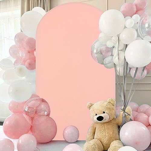 FANPROMS Arch Spandex Cover Dusty Rose 7.2FT Arch Cover Backdrop Fabric Chiara Wall Backdrop Covers for Garland Arched Frame Wedding Arched Covers Stretchy Backdrops for Baby Shower Banquet Decor - Image 4