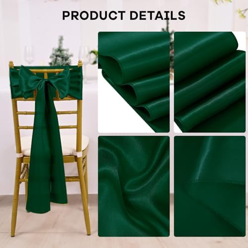 fani Forest Green Satin Chair Straps Bows,60 PCS 7x108 Inch,Chair Sash - Image 3