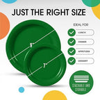 Party Solids Exquisite Emerald Green Paper Plates Disposable Heavy Duty 200 Pcs - 100-7" & 100-9" Emerald Green Disposable Plates for Party Heavy Duty 350 GSM for Birthday Supplies - Image 3