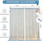 10x10FT Blue Wrinkle Free Backdrop Curtains with Lights String for Parties - Photo Curtain Backdrop with Lights for Wedding Decorations, Bridal Baby Shower Birthday Party Photography Background - Image 6