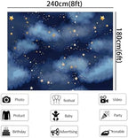 Stars Backdrop Night Sky Backdrop Twinkle Little Star Photography Background Blue Themed Happy 1st Birthday Party Banner Newborn Baby Shower Child Kids Portrait Photo Studio Props 8x6FT Vinyl - Image 5