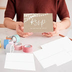 Andaz Press 56-Pack Personalized RSVP Postcards for Wedding Rustic String Lights Cardstock Response Reply Cards for Bridal Shower Baby Shower Birthday Event Custom Date and Return Address 4 x 6-Inch - Image 4