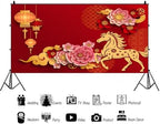 AOFOTO 20x10ft Happy Chinese New Year Backdrop China Spring Festival Lunar Year of The Horse Decoration Banner Paper Cut Flowers CNY Lanterns 2026 Background Party Supplies Photoshoot Studio Props - Image 2