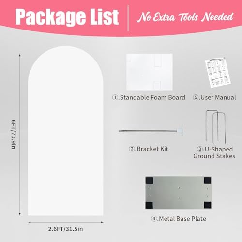 6FT Arch Backdrop with Stand, Wedding Birthday Party Foam Board, White - Image 5