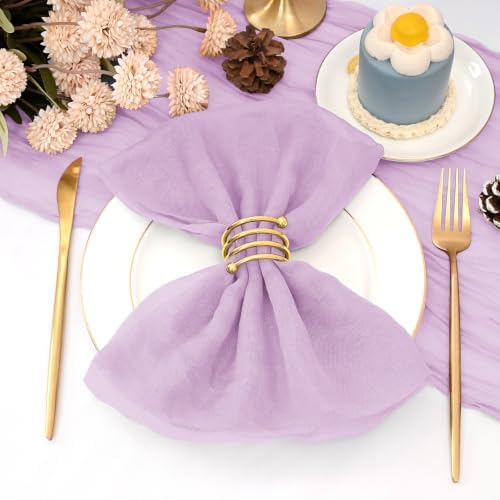 60Pack Lavender Cheesecloth Napkins Rustic Boho Gauze Napkins 20"x20" by REWOMC