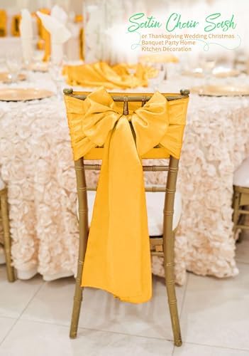 120 PCS Gold Satin Chair Sashes, 7 x 108 Inch - Image 7