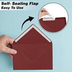 Darling Souvenir A6 Maroon Invitation Envelopes (4 3/4 x 6 1/2) Euro V-Flap 80 LBS Self-Adhesive Perfect for Weddings, Birthday, Baby Shower,Greeting Cards -Packs & Colours Available - Image 5