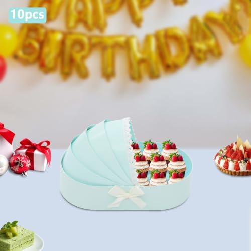 Cradle Shaped Gift Boxes Set of 10, Baby Shower Party Favor Boxes with Lace Decoration, Foldable Cookie Candy Containers for Wedding Birthday Celebration (Blue) - Image 5