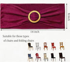 Pack of 100 Dark Burgundy Chair Sashes with Gold Buckles, Chair Bands Bows - Image 3