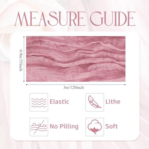 Wokceer Cheesecloth Table Runner 10FT Boho Gauze Runner, Pink, 12 Pack - Image 2