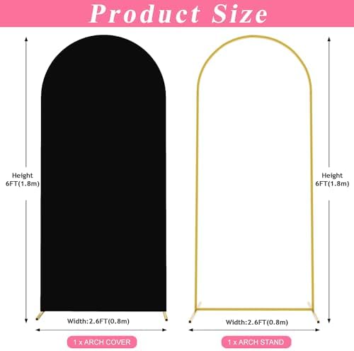 Putros Arch Backdrop Stand and Cover Set, 6ft Arch Stand with Black Cover - Image 2