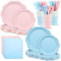 400 Pcs Baby Gender Reveal Plates and Napkins, Pink Blue Party Tableware by Unknown