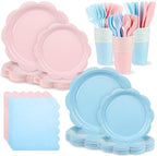 400 Pcs Baby Gender Reveal Plates and Napkins, Pink Blue Party Tableware by Unknown