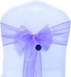 MDS Pack of 100 Organza Chair Sashes for Wedding & Event Décor – Lavander - Image 2