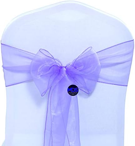 MDS Pack of 100 Organza Chair Sashes for Wedding & Event Décor – Lavander - Image 2