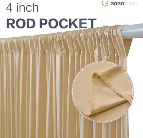 20x14ft Beige Backdrop Curtains for Wedding Party, 4 Panels 14 ft Long Back Drop Cloth, Wrinkle-Free Polyester Drapes for Birthday, Baby Shower, Stage Photography Background - Image 4
