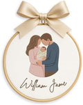 Embroidery Baby Name Sign, Personalized Welcome Baby Hoop Sign with Bow, Custom Baby Name Sign for Hospital, Infant Baby Shower Gifts New Parents (11) by Chikky