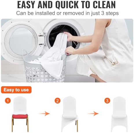 VEVOR 50 Pcs White Chair Covers Polyester Spandex Chair Cover Stretch Slipcovers for Wedding Party Dining Banquet Chair Decoration Covers - Image 4