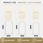 Arch Backdrop Stand and Cover Set, 3 Metal Balloon Arch Backdrop 7.2ft 6.6ft 6ft, Gold Arched Stand Frame for Wedding, Parties,Birthday, Backdrop Decorations (Beige,7.2ft+6.6ft+6ft) - Image 2