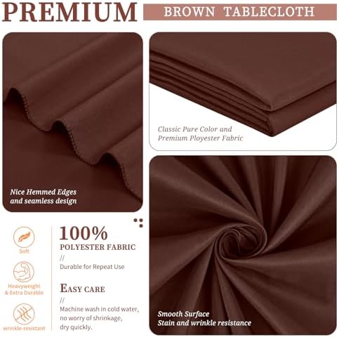 Showgeous 60x102 Inch Brown Rectangle Tablecloth 10 Pack Fit 6FT Table - Image 4
