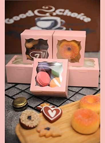 Bakepacker Bakery Boxes with Window, Pink, 4"x4"x2.5", 400pcs - Image 6