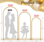 Metal Arch Backdrop Stand 3 Set (6FT+5FT+4FT), Gold Wedding Arch Frame - Image 7
